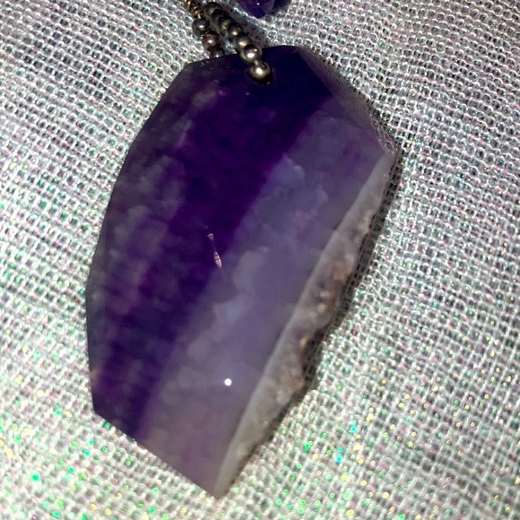 Purple Amethyst stone 2 piece set necklace and bracelet - Picture 2 of 4